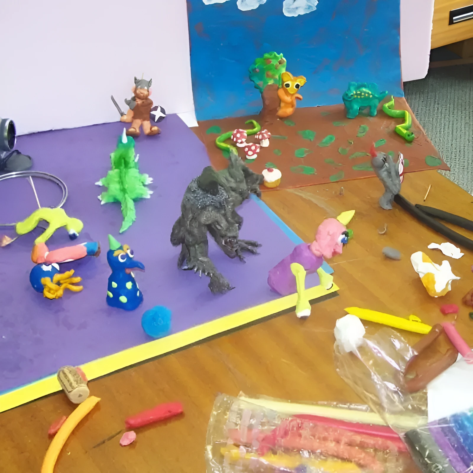 working on a claymation scene